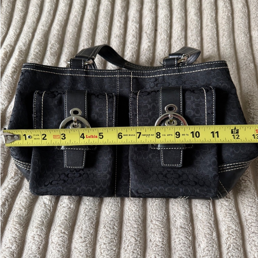 Coach Signature Soho Jacquard Satchel Black Leather Buckle Bag C05S-3646 - Picture 7 of 14